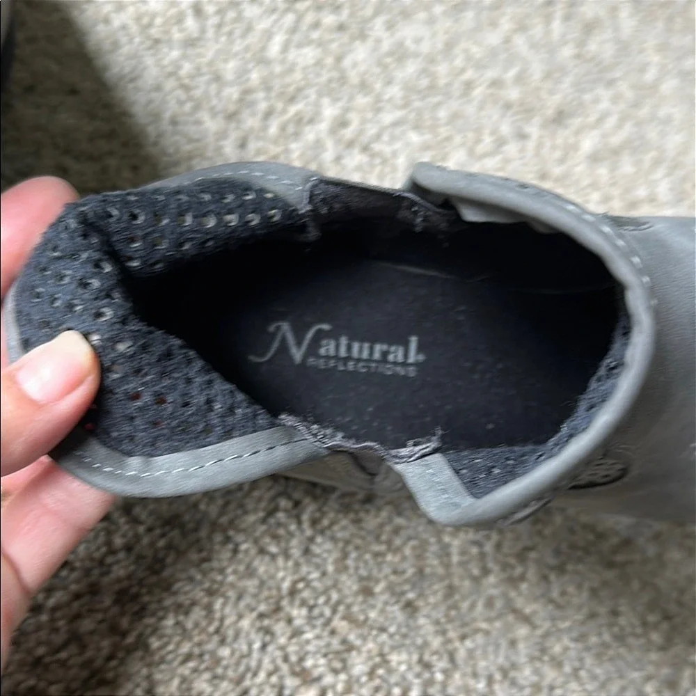 Natural Reflections‎ Gray Perforated Western Ankle Boots Womens 7.5 Charcoal